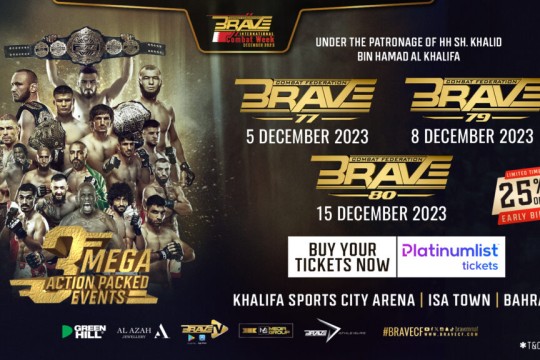Bahrain’s BRAVE CF adds two huge events to historic International Combat Week at Khalifa Sports City