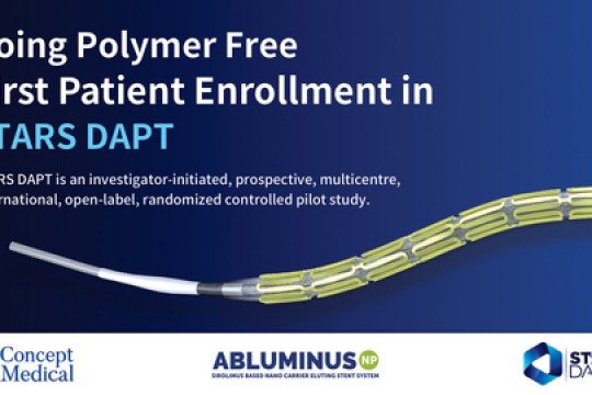 Concept Medical Announces First Patient Enrollment in STARS DAPT Randomized Clinical Trial Evaluating Abluminus NP Polymer-Free DES