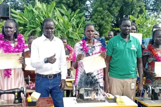 Over 60 vocational training graduates receive startup kits in Rumbek